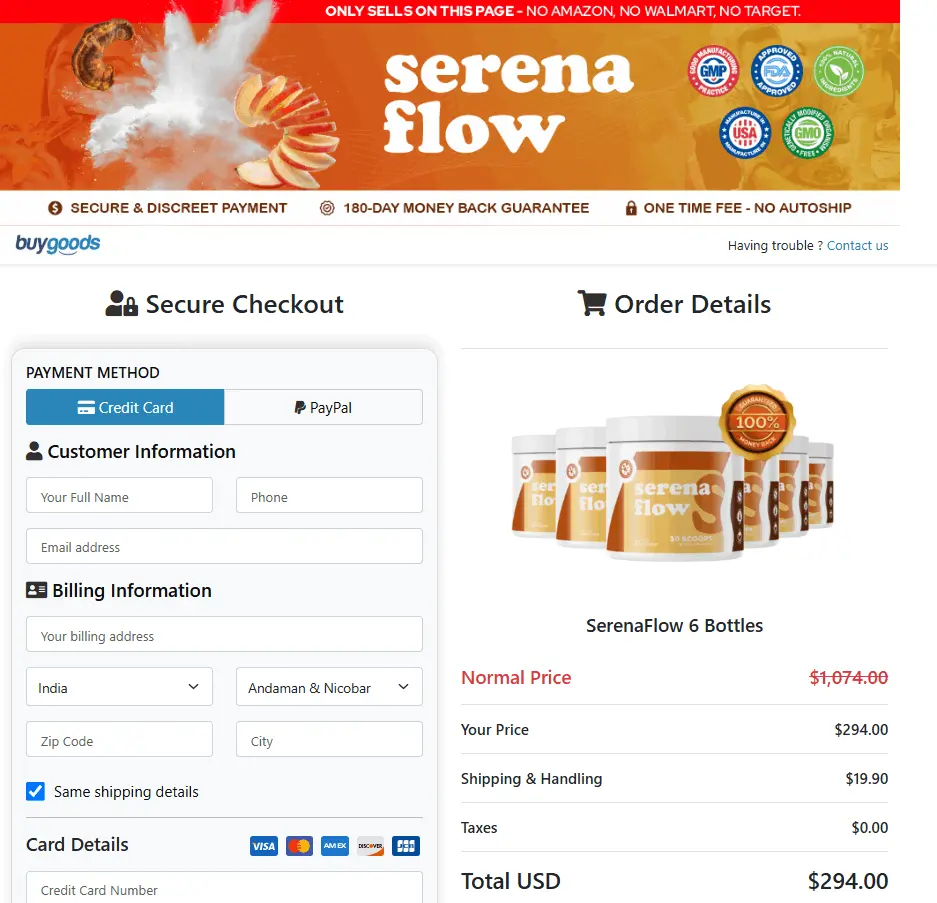 SerenaFlow order form